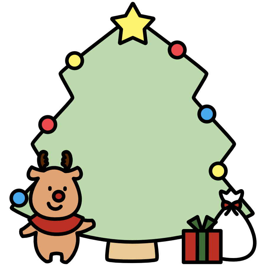 【フレーム】クリスマスツリー（カラー）