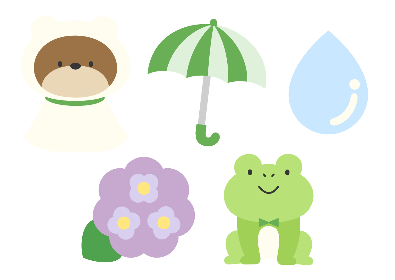【イラストパーツ】梅雨③(切り取り線なし)