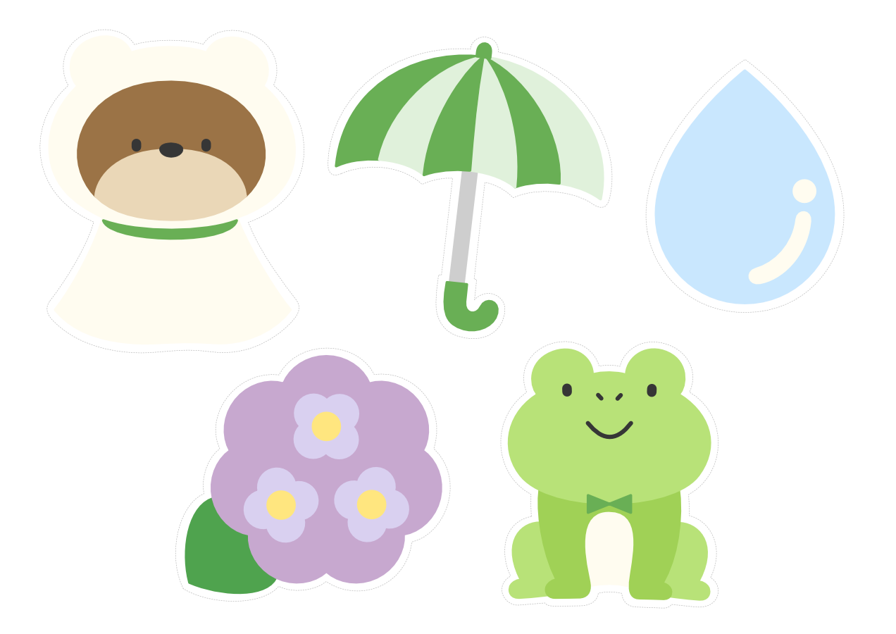 【イラストパーツ】梅雨③(切り取り線あり)