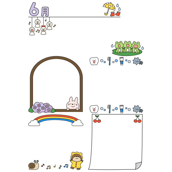 6月おたよりイラストセット（縦）