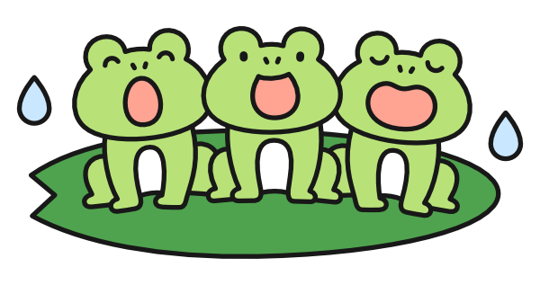 3匹並んだかえる(カラー)