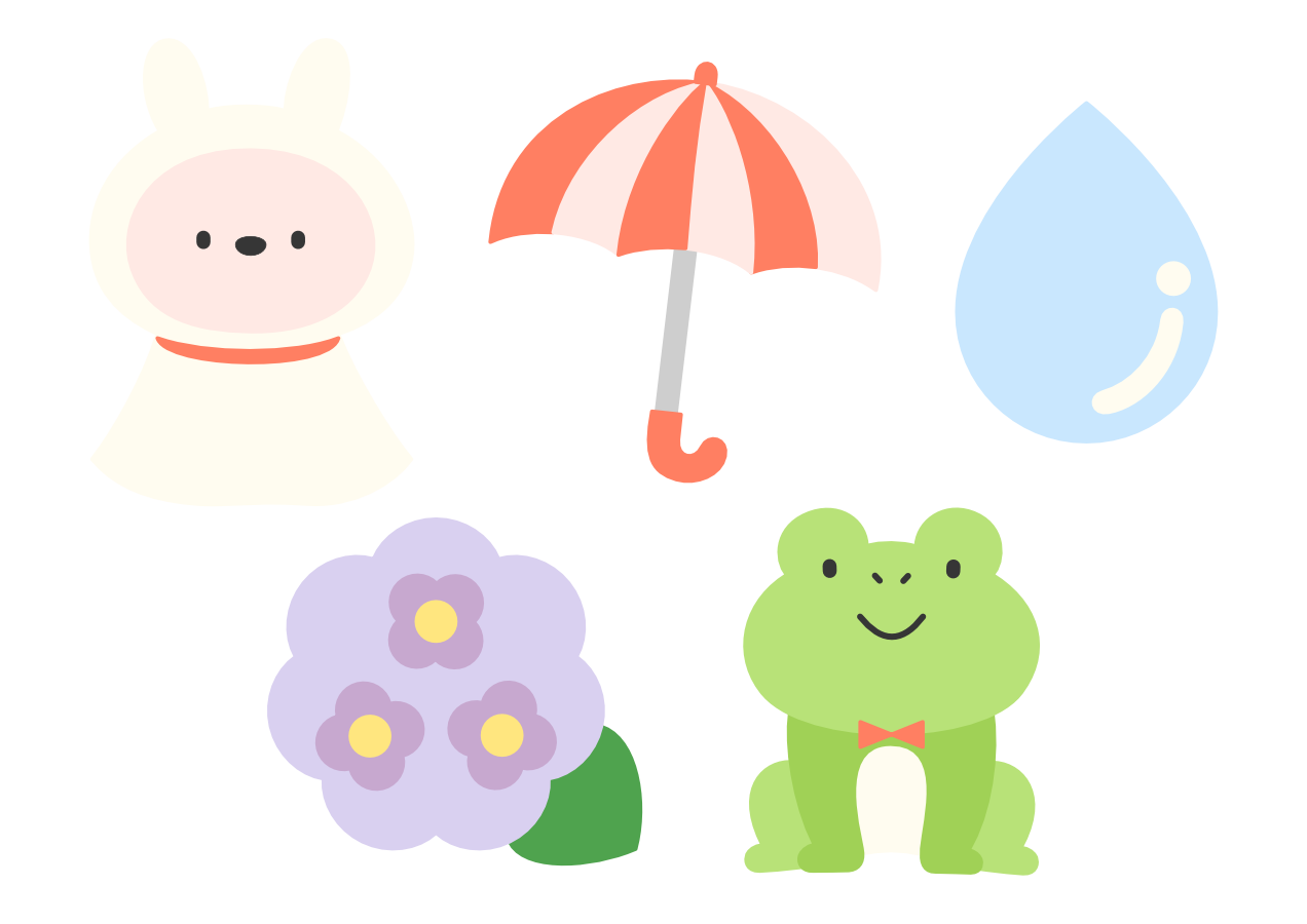 【イラストパーツ】梅雨②(切り取り線なし)