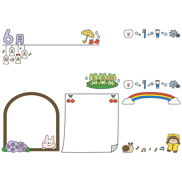 6月おたよりイラストセット（横）