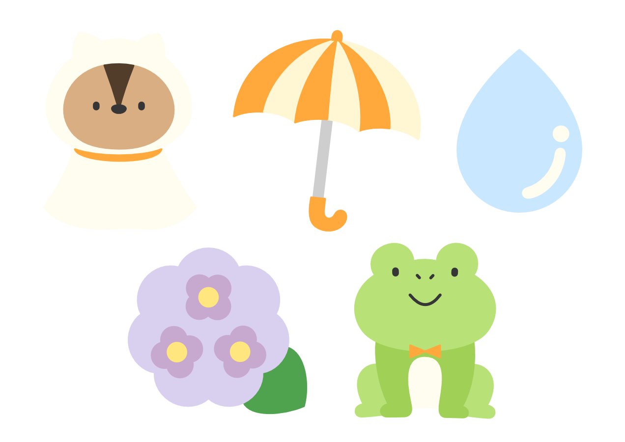 【イラストパーツ】梅雨④(切り取り線なし)