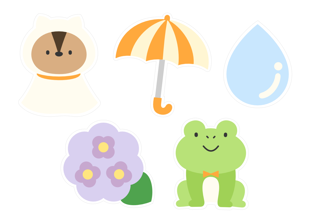 【イラストパーツ】梅雨④(切り取り線あり)