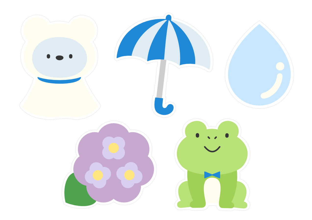 【イラストパーツ】梅雨①(切り取り線あり)