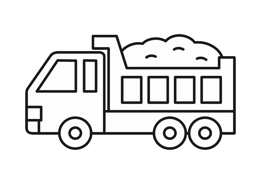 ダンプカー(白黒)