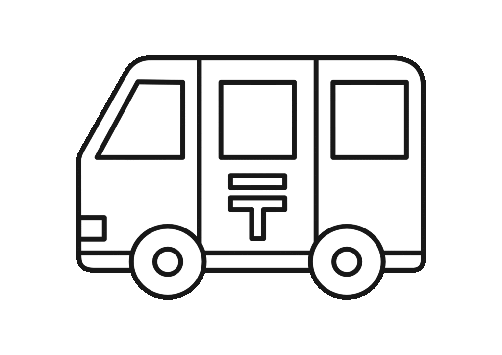 郵便車(白黒)