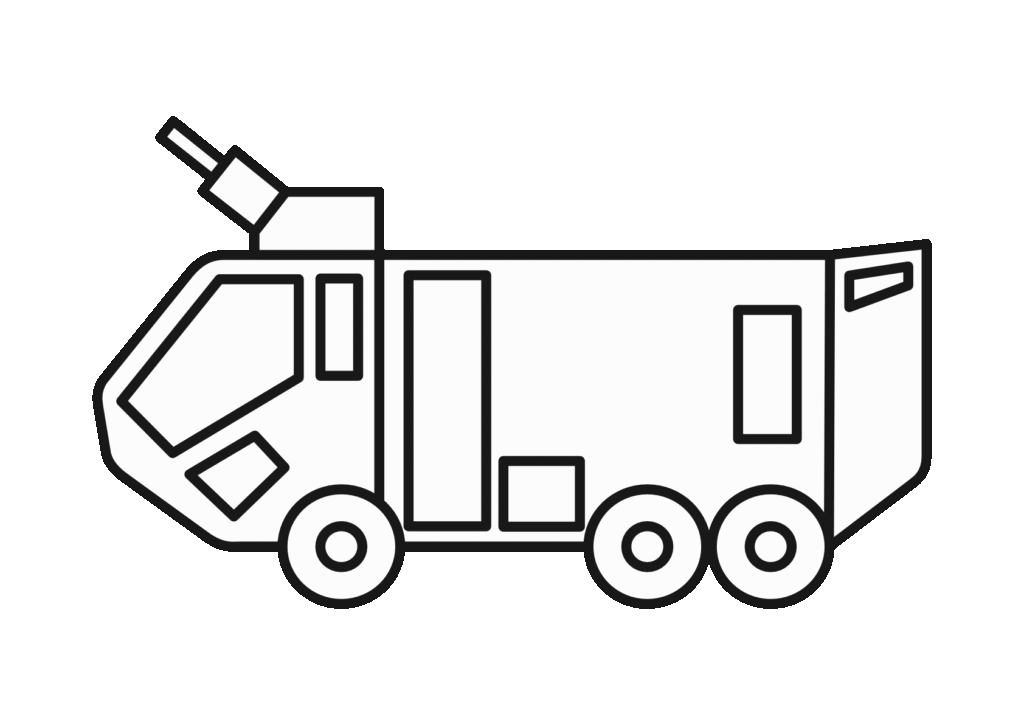 化学消防車（白黒）
