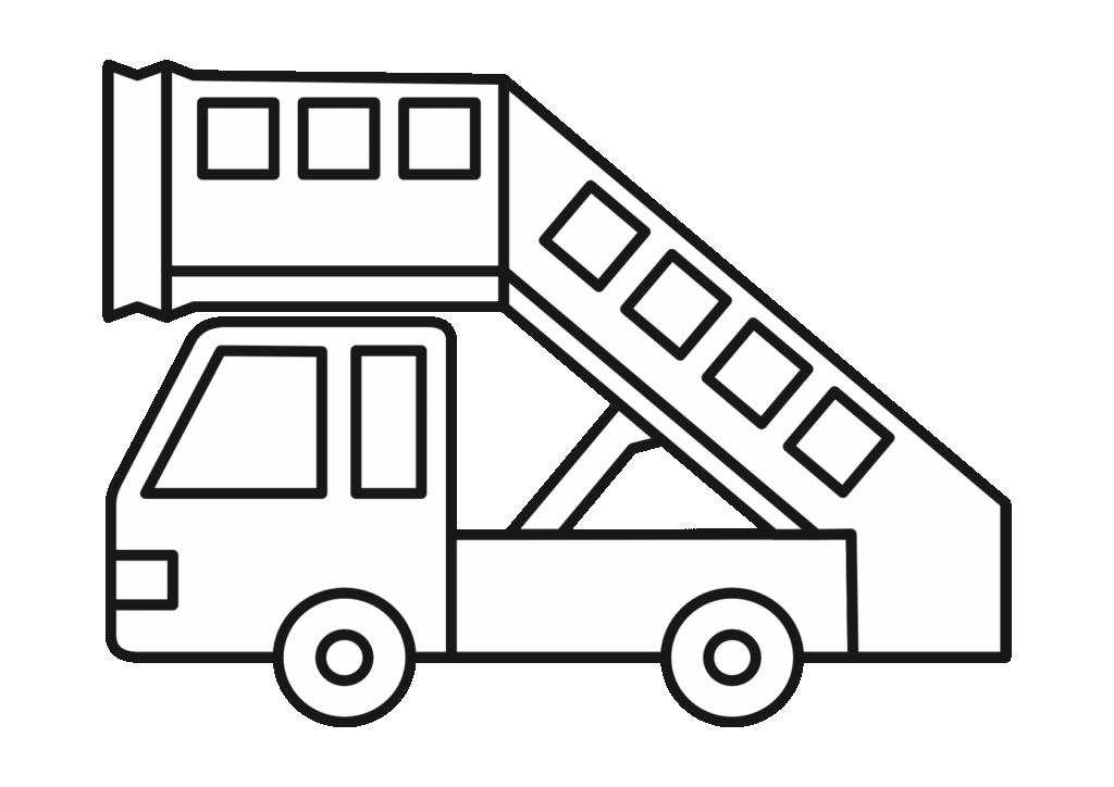 タラップ車(白黒)
