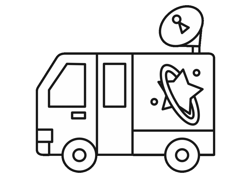 衛星中継車（白黒）
