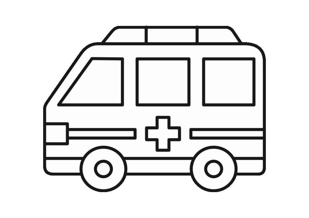 救急車(白黒)