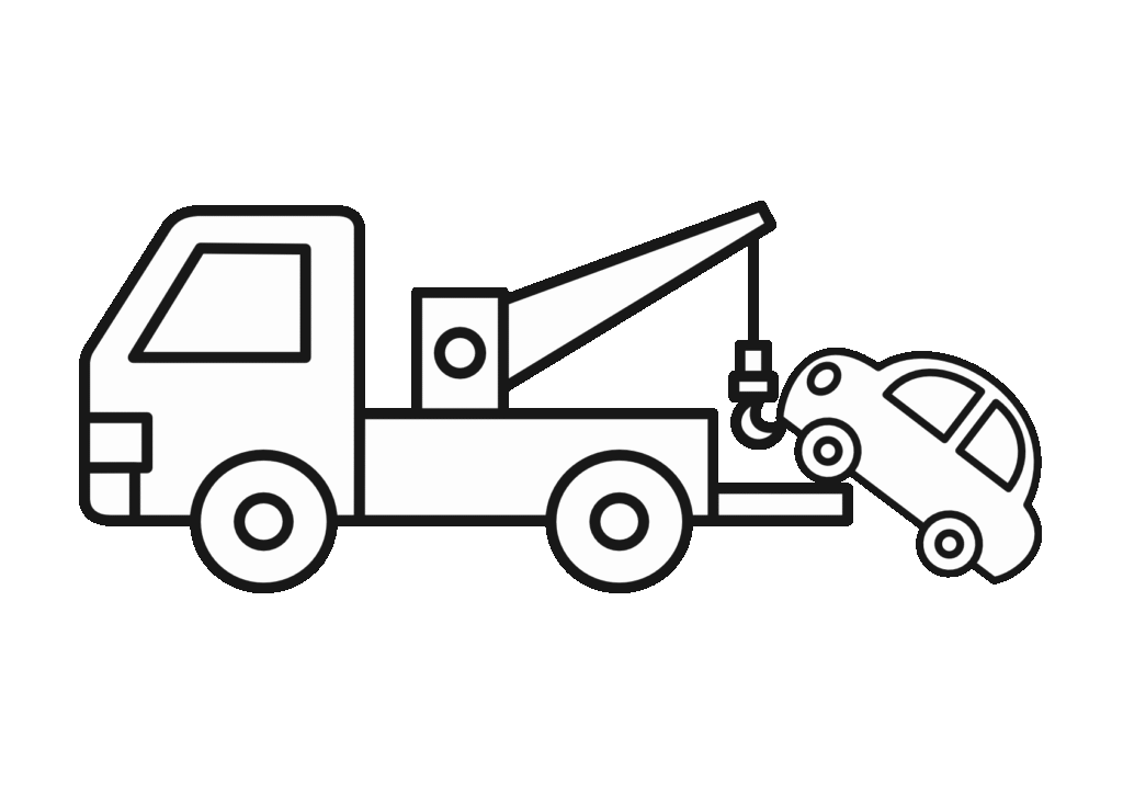 レッカー車(白黒)