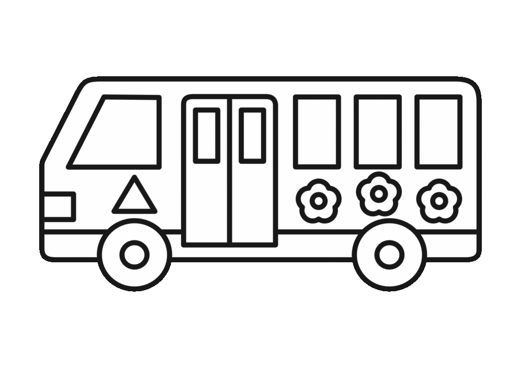 幼稚園バス(白黒)