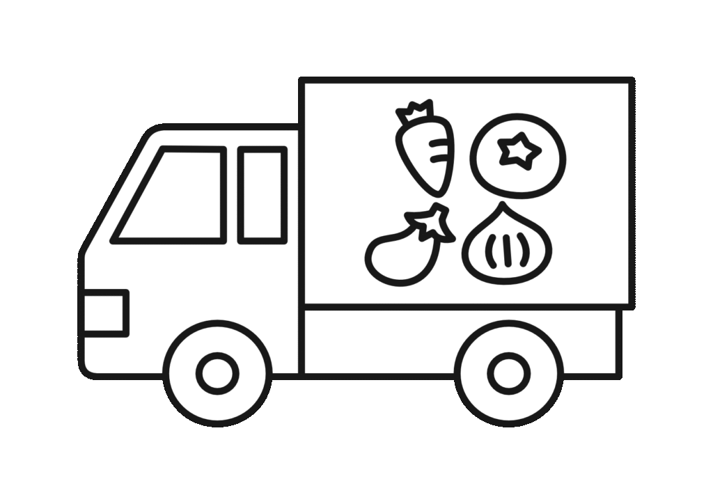 給食運搬車(白黒)