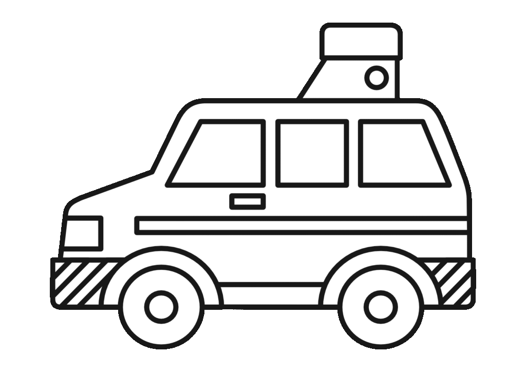 森林パトロールカー（白黒）