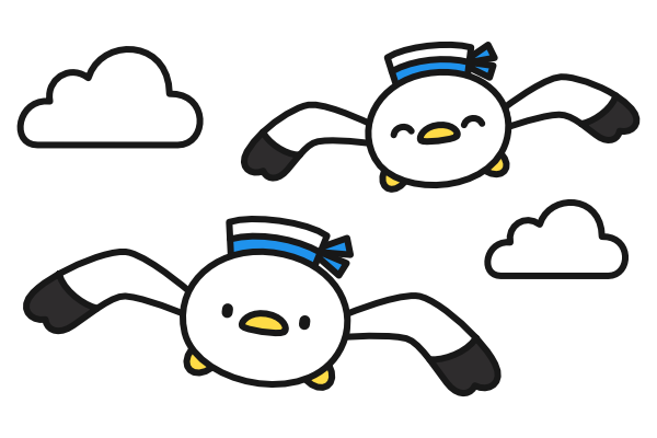 空を飛ぶカモメ(カラー)