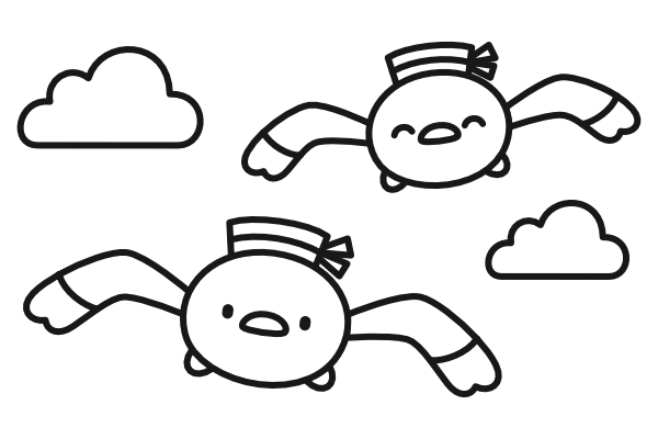 空を飛ぶカモメ(白黒)
