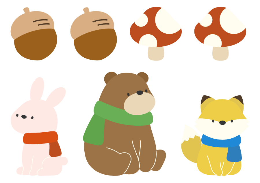 【イラストパーツ】秋のどうぶつたち①