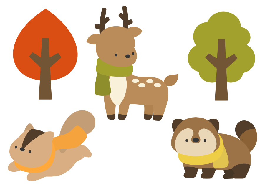 【イラストパーツ】秋のどうぶつたち②