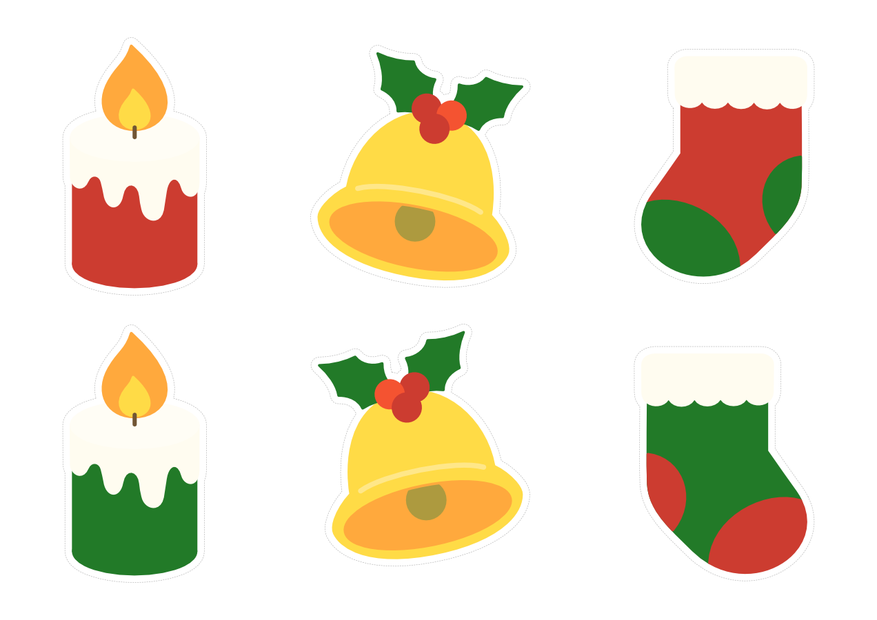 【イラストパーツ】クリスマス④（切り取り線あり）