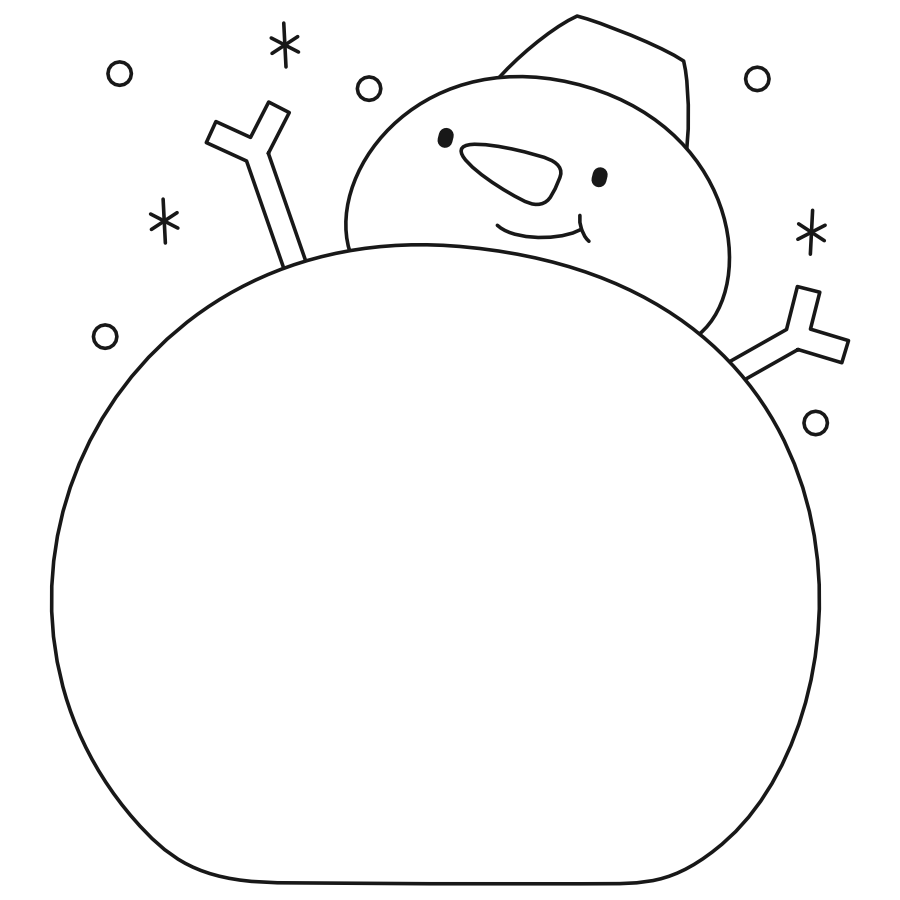 【フレーム】雪だるま(白黒)