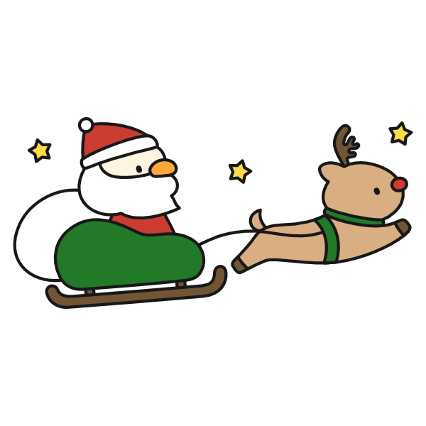 ソリに乗るサンタさん