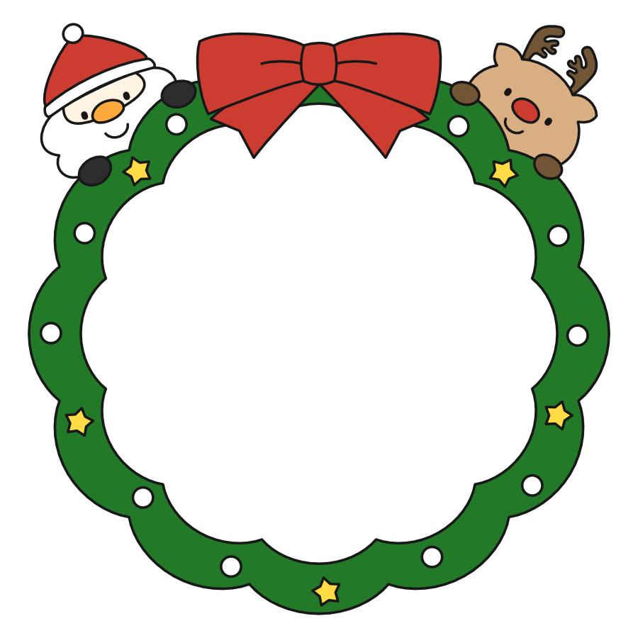 【フレーム】クリスマスリース（カラー）