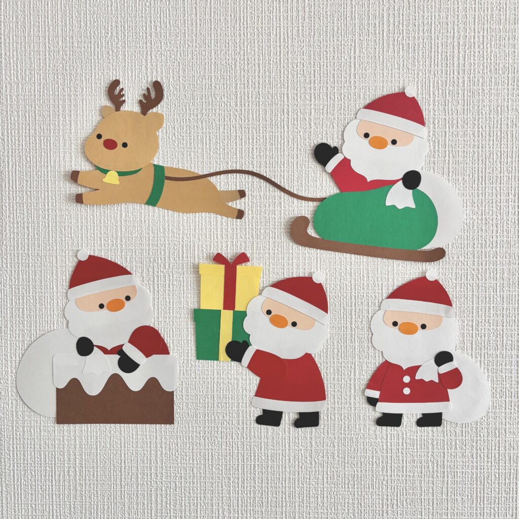 【壁面型紙】大忙しのサンタさん