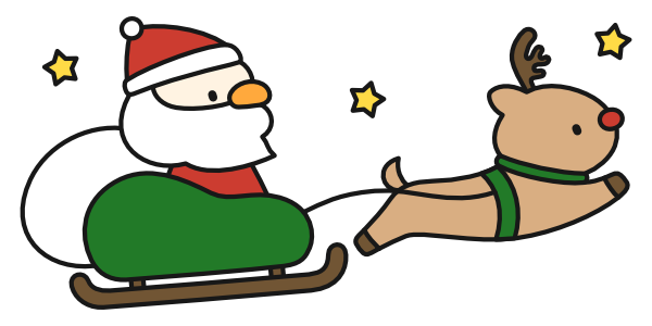ソリに乗るサンタさん(カラー)