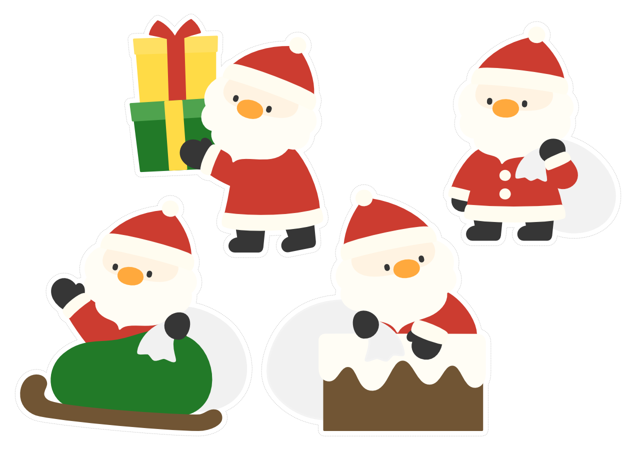 【イラストパーツ】クリスマス①（切り取り線あり）