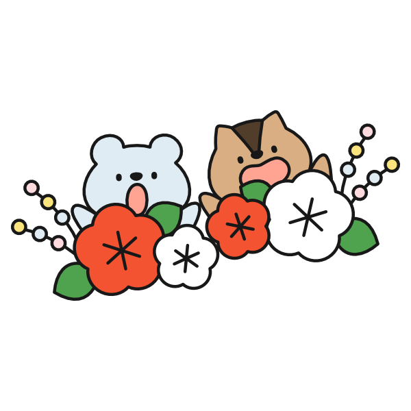 梅の花とねずみとりす