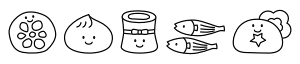 【ライン】おせち②(白黒)