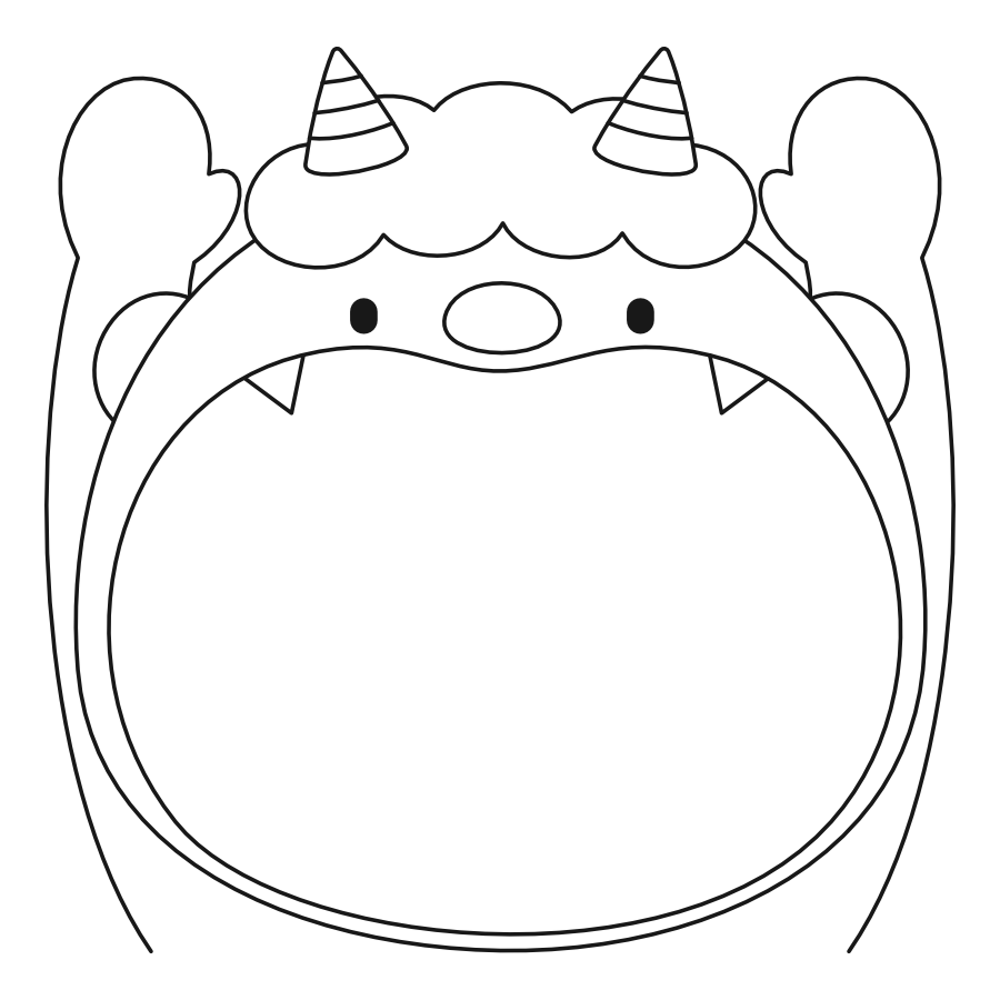 【フレーム】あかおに（白黒）