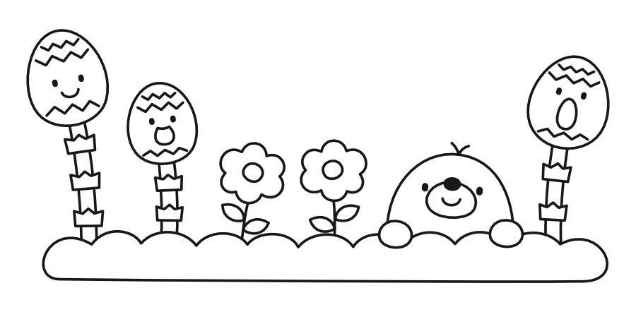 つくしともぐら（白黒）