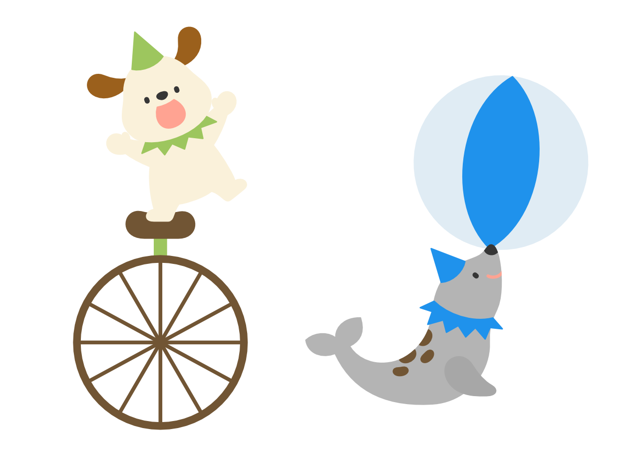 【イラストパーツ】どうぶつたちのサーカス団⑤