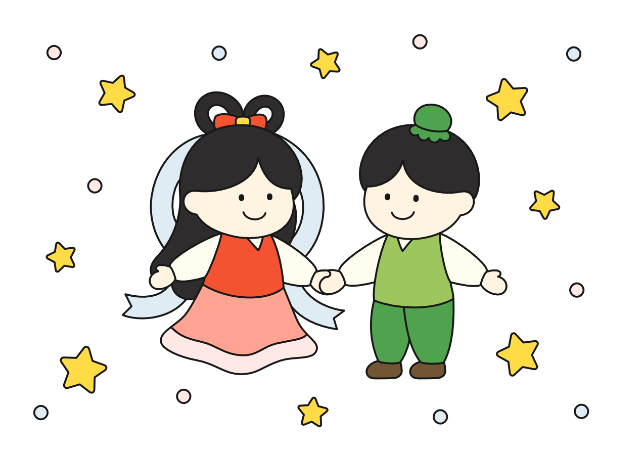 【たなばたのおはなし】仲良しな織姫と彦星